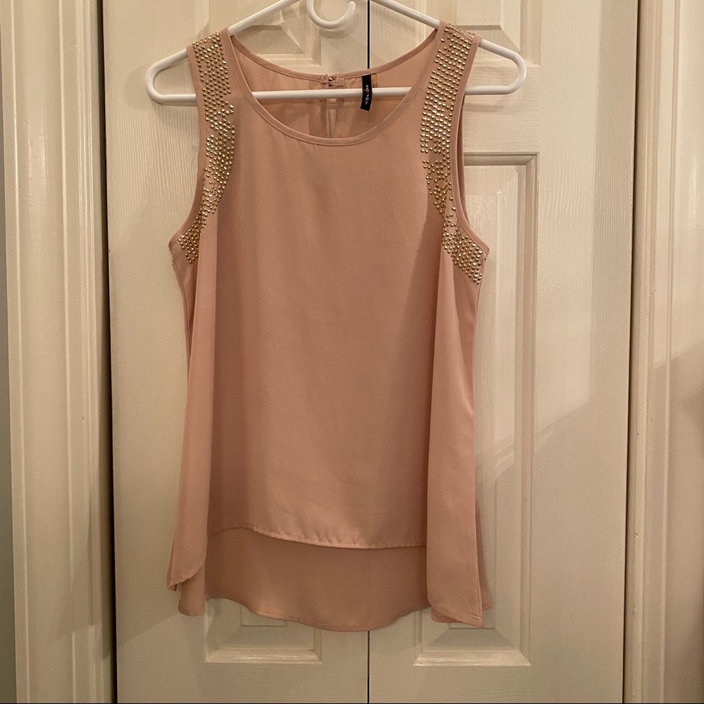 Pink high-low sequin tank